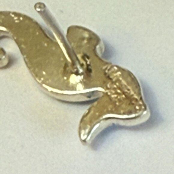 Sterling Silver Seahorse Stud Earrings Austrian Crystals Blue Glass Mosaico - Picture 4 of 7